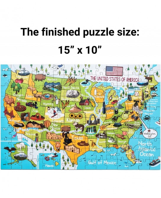 USA Map 152 Piece Jigsaw Puzzle 15x10 inches for Kids 6+ $45.33 Jigsaw Puzzles