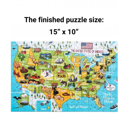 USA Map 152 Piece Jigsaw Puzzle 15x10 inches for Kids 6+ $45.33 Jigsaw Puzzles