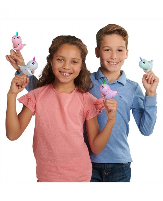 Fingerlings Light Up Narwhal - Nikki (Turquoise) - Friendly Interactive Toy $24.18 Finger Puppets