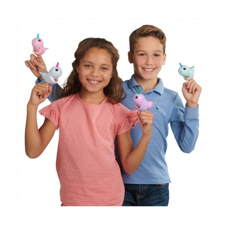 Fingerlings Light Up Narwhal - Nikki (Turquoise) - Friendly Interactive Toy $24.18 Finger Puppets