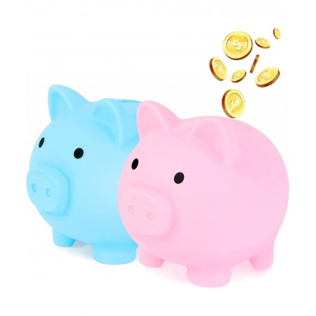 2Pcs Cute Piggy Bank Plastic Pig Money Bank Adults Piggy Bank Pig Money Box Coin Bank Plastic Saving Coin Box for Boys Girls ...