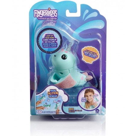 Fingerlings Light Up Narwhal - Nikki (Turquoise) - Friendly Interactive Toy $24.18 Finger Puppets