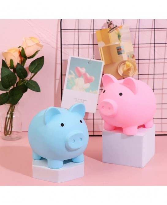2Pcs Cute Piggy Bank Plastic Pig Money Bank Adults Piggy Bank Pig Money Box Coin Bank Plastic Saving Coin Box for Boys Girls ...