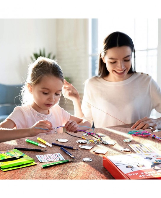 Girls Jewelry Making Kit DIY Crafts Gifts Jewelry Arts Kit Custom Glass Pendant Necklace Set Make Necklaces & Bracelets with ...