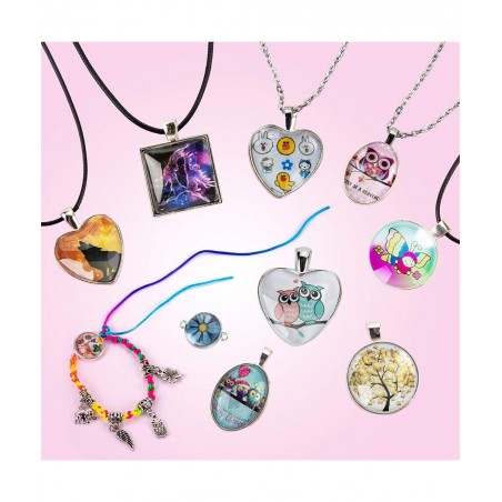 Girls Jewelry Making Kit DIY Crafts Gifts Jewelry Arts Kit Custom Glass Pendant Necklace Set Make Necklaces & Bracelets with ...