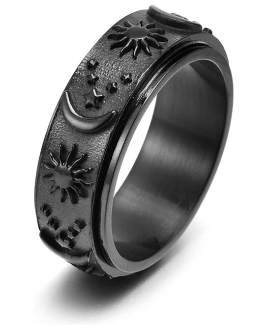 Anxiety Ring for Women Titanium Stainless Steel Fidget Spinner Ring for Anxiety Sun Moon Stars Promise Engagement Rings Stres...