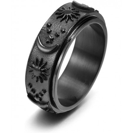 Anxiety Ring for Women Titanium Stainless Steel Fidget Spinner Ring for Anxiety Sun Moon Stars Promise Engagement Rings Stres...