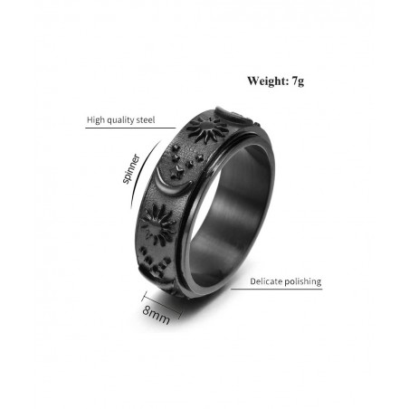 Anxiety Ring for Women Titanium Stainless Steel Fidget Spinner Ring for Anxiety Sun Moon Stars Promise Engagement Rings Stres...