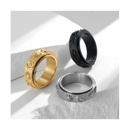 Anxiety Ring for Women Titanium Stainless Steel Fidget Spinner Ring for Anxiety Sun Moon Stars Promise Engagement Rings Stres...