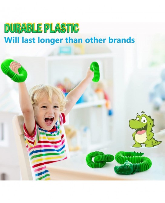 Pop Tubes Gator Pop Tube - Sensory Tubes Fidget Toy - Fun Alligator Toys for Toddlers & Kids All Ages - Best Fidgets Popping ...
