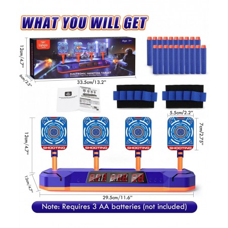 Shooting Targets for Nerf Guns Digital Electronic Scoring Target for Boys Auto Reset with 3 Modes Shooting Toys for 5 6 7 8 9...