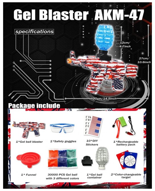 Electric Gel Ball Blaster - Splatter Ball Gun with 30000 Gel Balls - Outdoor Yard Shooting Game Toys for Boys Kids Adults Age...