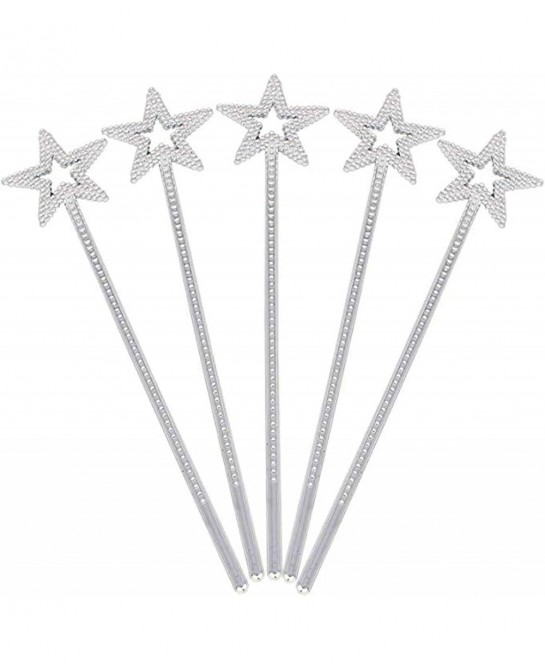 Silver 13 Inches Star Wand Elf baton Angel Star Magic Wand Silver Fairy Princess Plating Silver Stars Stick $13.18 Kids' Cost...