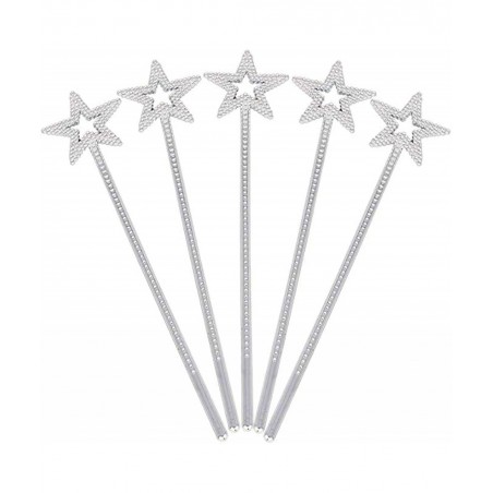 Silver 13 Inches Star Wand Elf baton Angel Star Magic Wand Silver Fairy Princess Plating Silver Stars Stick $13.18 Kids' Cost...