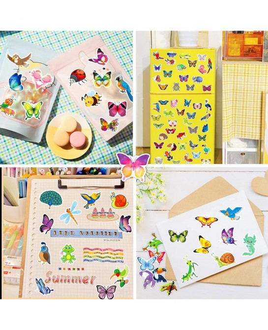 160pcs Butterfly Sticker for Kids Girls Cute Cartoon Insect Animal Stickers Waterproof Vinyl Stickers Pack for Scrapbooking L...