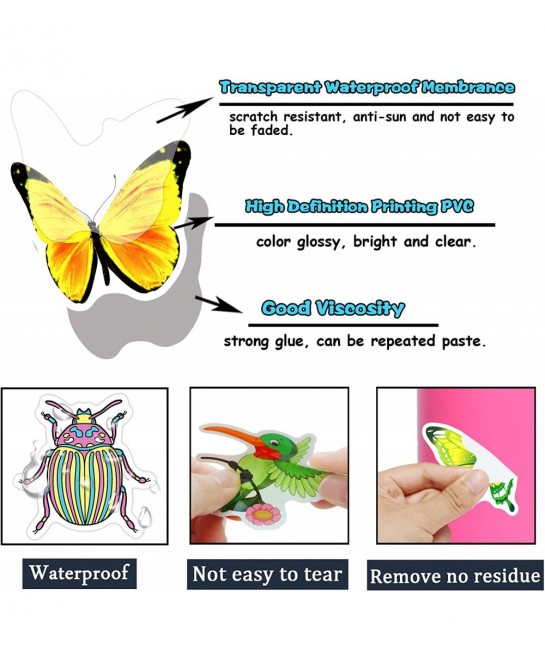 160pcs Butterfly Sticker for Kids Girls Cute Cartoon Insect Animal Stickers Waterproof Vinyl Stickers Pack for Scrapbooking L...