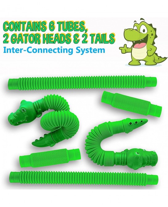 Pop Tubes Gator Pop Tube - Sensory Tubes Fidget Toy - Fun Alligator Toys for Toddlers & Kids All Ages - Best Fidgets Popping ...