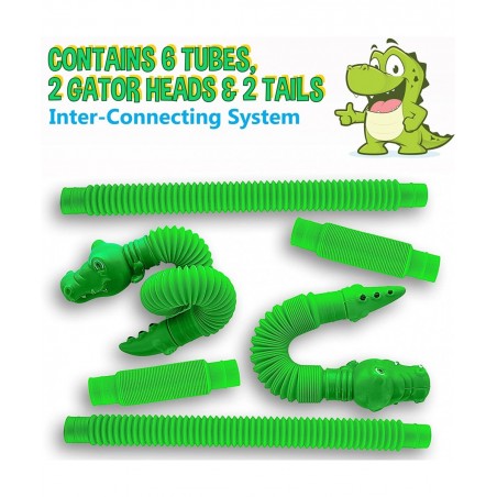 Pop Tubes Gator Pop Tube - Sensory Tubes Fidget Toy - Fun Alligator Toys for Toddlers & Kids All Ages - Best Fidgets Popping ...