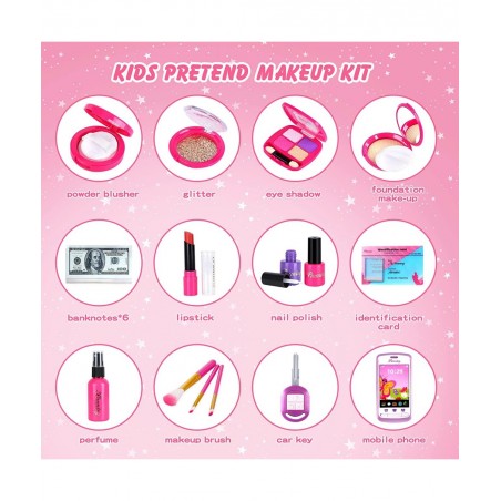Kids Pretend Makeup Kit for Girl Toddlers Play Makeup Set for Little Girls Toys Age 3 4 5 6 7 8 Year Old Girls Birthday Gift ...