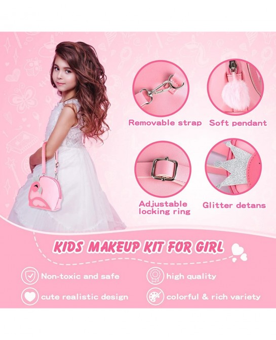 Kids Pretend Makeup Kit for Girl Toddlers Play Makeup Set for Little Girls Toys Age 3 4 5 6 7 8 Year Old Girls Birthday Gift ...
