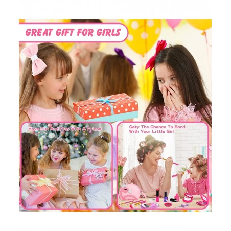 Kids Pretend Makeup Kit for Girl Toddlers Play Makeup Set for Little Girls Toys Age 3 4 5 6 7 8 Year Old Girls Birthday Gift ...