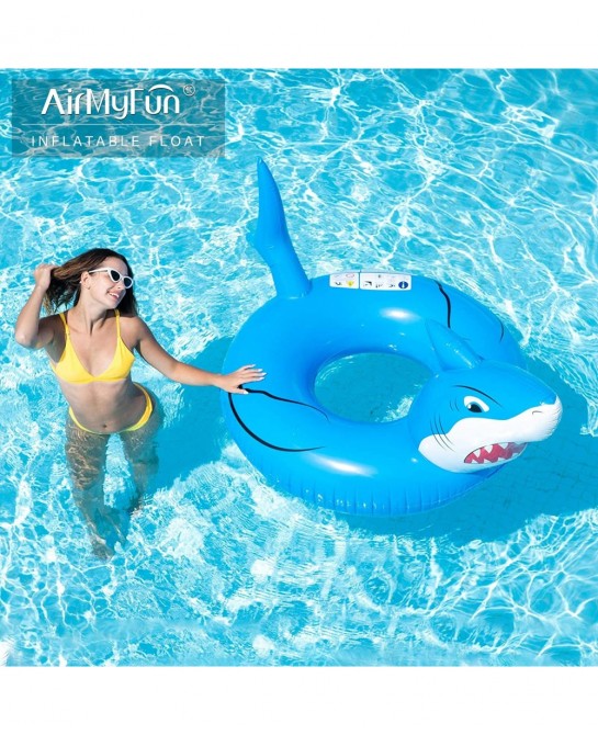 Inflatable Shark Giant Pool Float - 45 inches Tubes for Floating Indoor Outdoor Giant Swimming Pool Floaties for Kids & Adult...