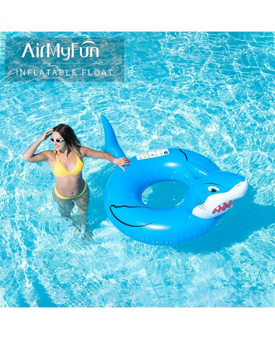 Inflatable Shark Giant Pool Float - 45 inches Tubes for Floating Indoor Outdoor Giant Swimming Pool Floaties for Kids & Adult...