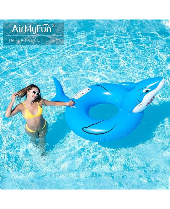 Inflatable Shark Giant Pool Float - 45 inches Tubes for Floating Indoor Outdoor Giant Swimming Pool Floaties for Kids & Adult...