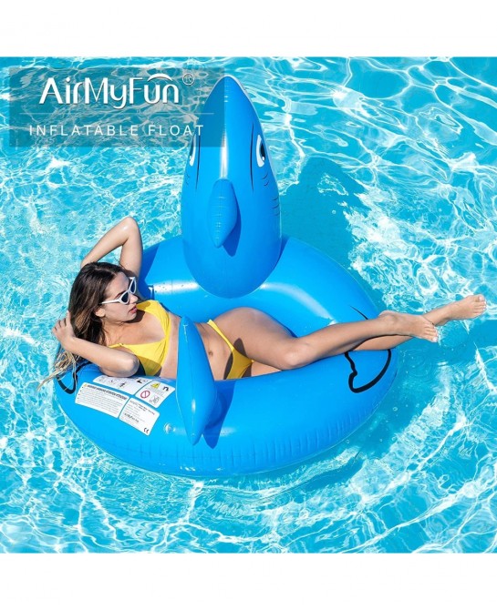 Inflatable Shark Giant Pool Float - 45 inches Tubes for Floating Indoor Outdoor Giant Swimming Pool Floaties for Kids & Adult...