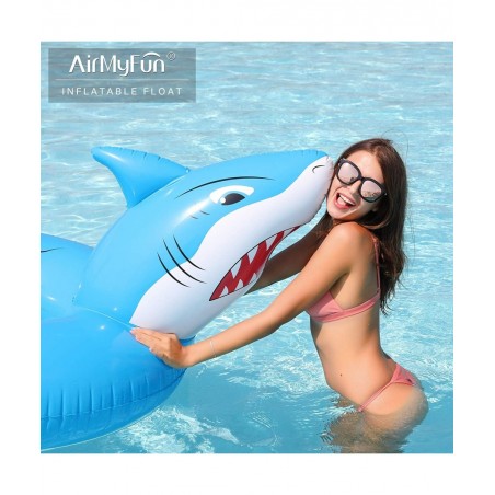 Inflatable Shark Giant Pool Float - 45 inches Tubes for Floating Indoor Outdoor Giant Swimming Pool Floaties for Kids & Adult...