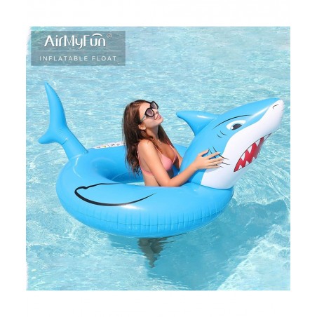 Inflatable Shark Giant Pool Float - 45 inches Tubes for Floating Indoor Outdoor Giant Swimming Pool Floaties for Kids & Adult...