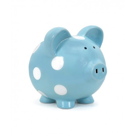 Ceramic Polka Dot Piggy Bank (Blue) $57.77 Kids' Money Banks