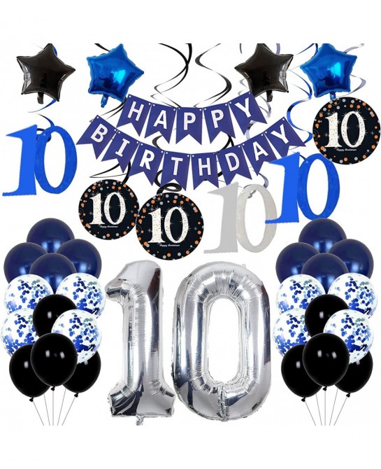 10th Birthday Decorations for Boys Girls - Navy Blue Birthday Decorations For Teenager Kids Party Supplies Including HAPPY BI...