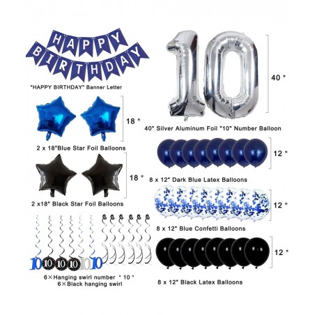 10th Birthday Decorations for Boys Girls - Navy Blue Birthday Decorations For Teenager Kids Party Supplies Including HAPPY BI...