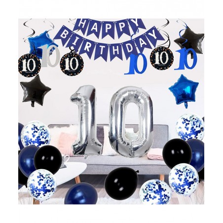 10th Birthday Decorations for Boys Girls - Navy Blue Birthday Decorations For Teenager Kids Party Supplies Including HAPPY BI...