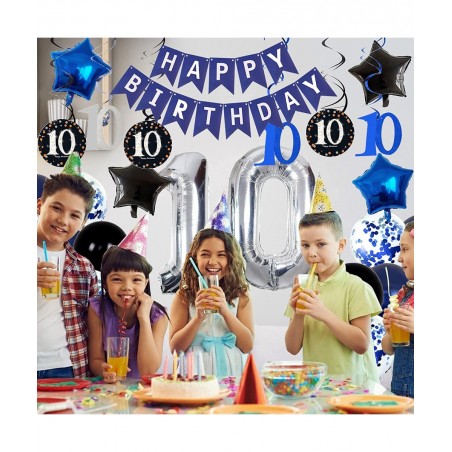 10th Birthday Decorations for Boys Girls - Navy Blue Birthday Decorations For Teenager Kids Party Supplies Including HAPPY BI...