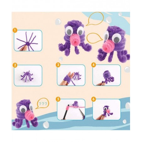 Chenille Stems DIY Art Craft Kit for Kids 200Pcs Chenille Stems Pom Poms 100Pcs Wiggle Googly Eyes Self Adhesive & Colorful W...