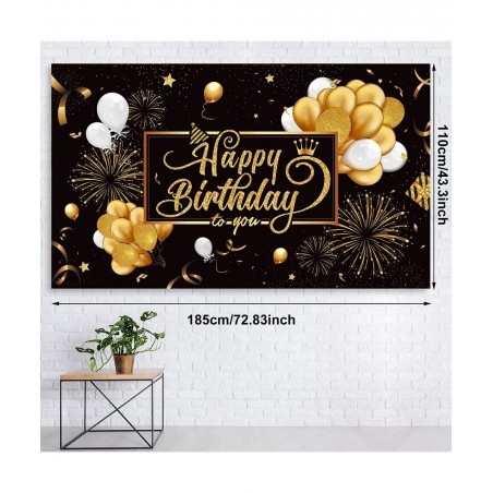 Black and Gold Birthday Party Decorations 50 Pieces Gold Black Balloon Arch Garland Kit Happy Birthday Backdrop Banner Decora...