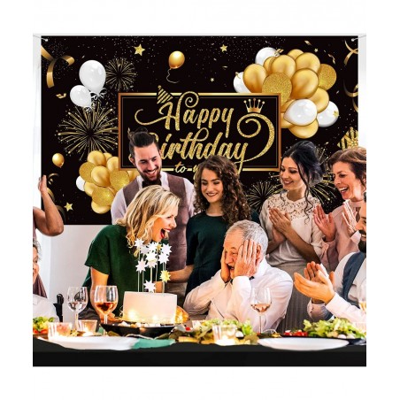 Black and Gold Birthday Party Decorations 50 Pieces Gold Black Balloon Arch Garland Kit Happy Birthday Backdrop Banner Decora...
