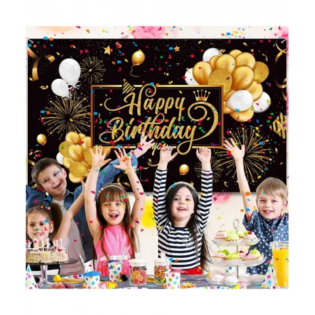 Black and Gold Birthday Party Decorations 50 Pieces Gold Black Balloon Arch Garland Kit Happy Birthday Backdrop Banner Decora...
