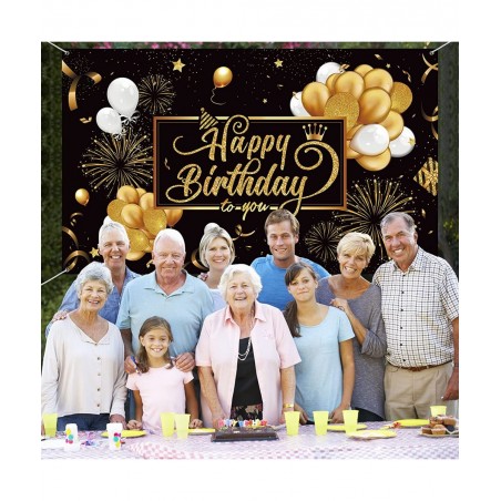 Black and Gold Birthday Party Decorations 50 Pieces Gold Black Balloon Arch Garland Kit Happy Birthday Backdrop Banner Decora...