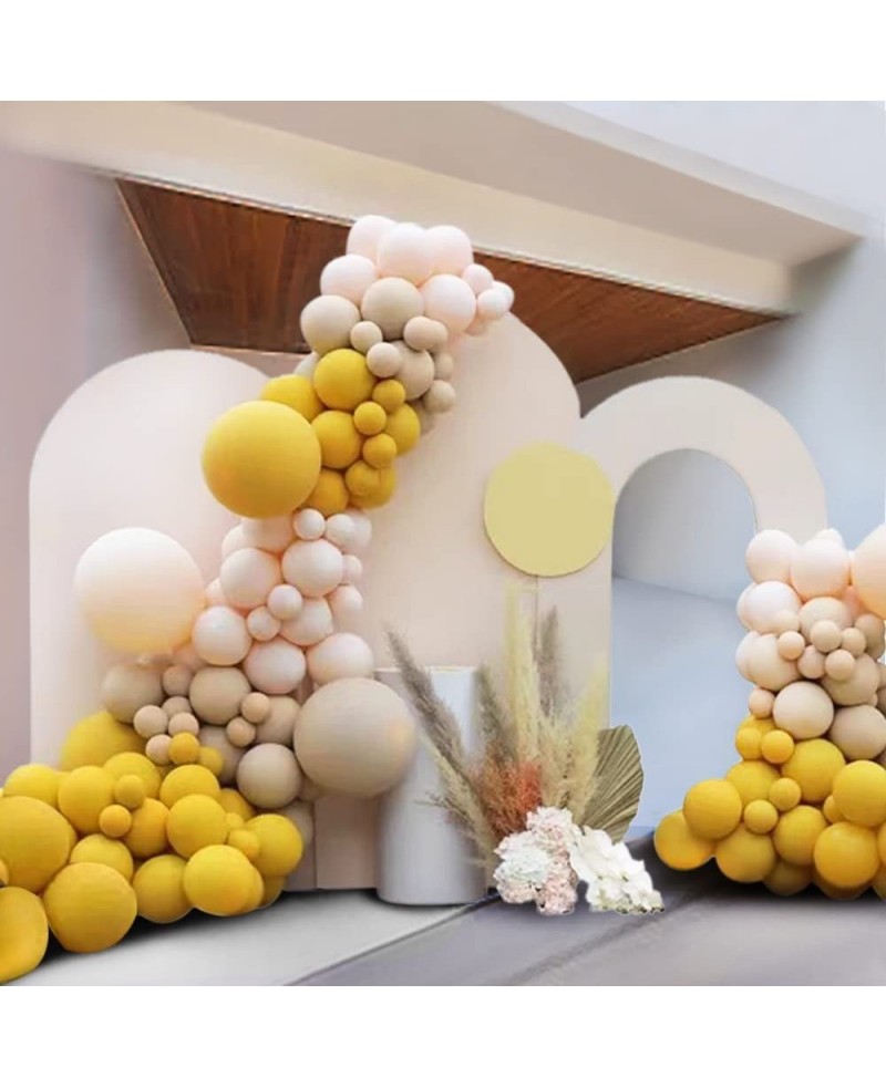 Yellow Blush Balloon Garland Kit Double Stuffed Brown Apricot Ivory Latex Balloons Arch for Birthday Baby Shower Festival Bro...