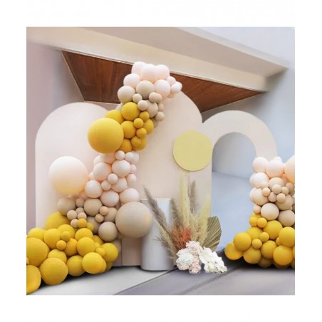 Yellow Blush Balloon Garland Kit Double Stuffed Brown Apricot Ivory Latex Balloons Arch for Birthday Baby Shower Festival Bro...