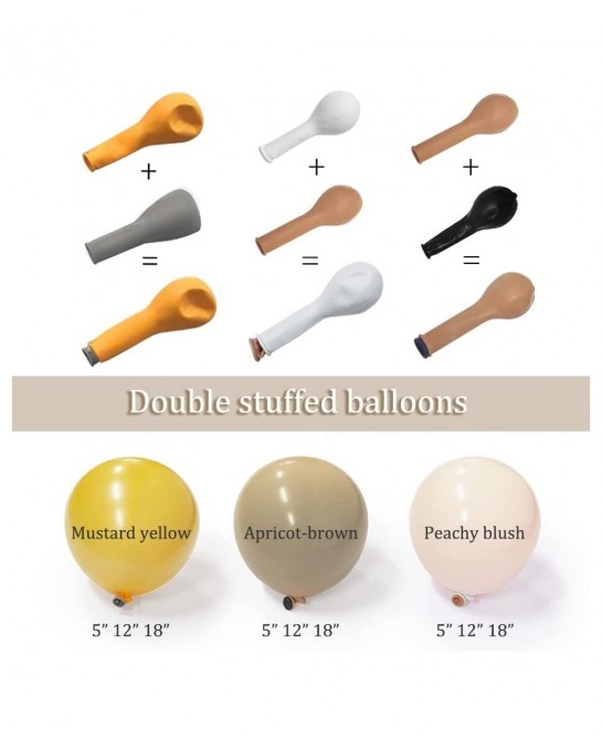 Yellow Blush Balloon Garland Kit Double Stuffed Brown Apricot Ivory Latex Balloons Arch for Birthday Baby Shower Festival Bro...