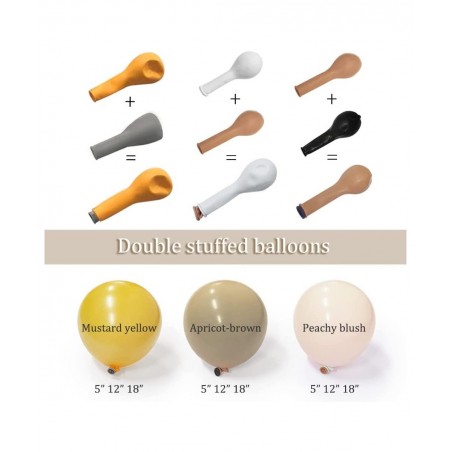 Yellow Blush Balloon Garland Kit Double Stuffed Brown Apricot Ivory Latex Balloons Arch for Birthday Baby Shower Festival Bro...