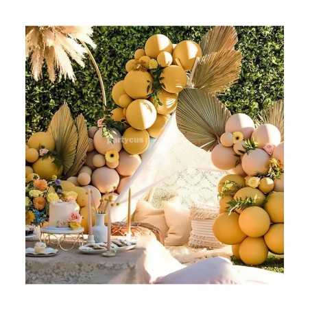 Yellow Blush Balloon Garland Kit Double Stuffed Brown Apricot Ivory Latex Balloons Arch for Birthday Baby Shower Festival Bro...