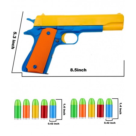 Colt 1911 Kids Toy Gun with Ejecting Magazine and Colorful Soft Bullets - Style of M1911 with Slide Action Barrel for Trainin...