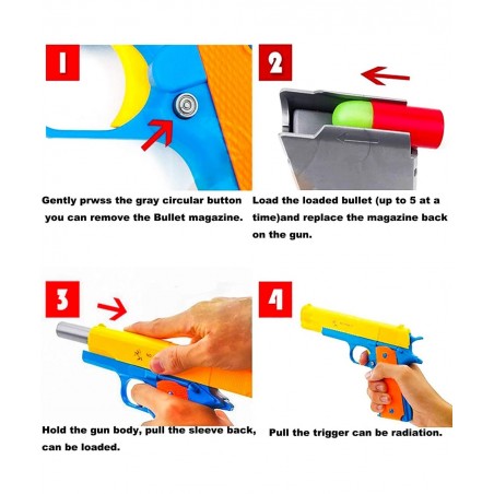 Colt 1911 Kids Toy Gun with Ejecting Magazine and Colorful Soft Bullets - Style of M1911 with Slide Action Barrel for Trainin...
