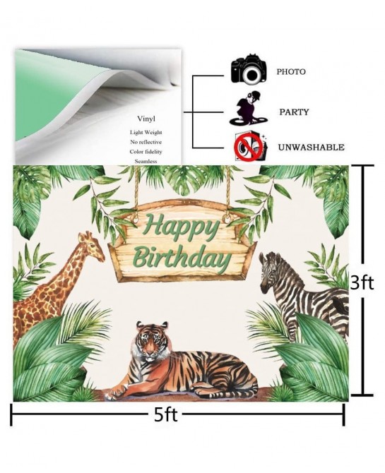 Safari Birthday Decorations for Boy Jungle Theme Party Supplies Green Balloon Garland Arch Kit with Happy Birthday Backdrop A...