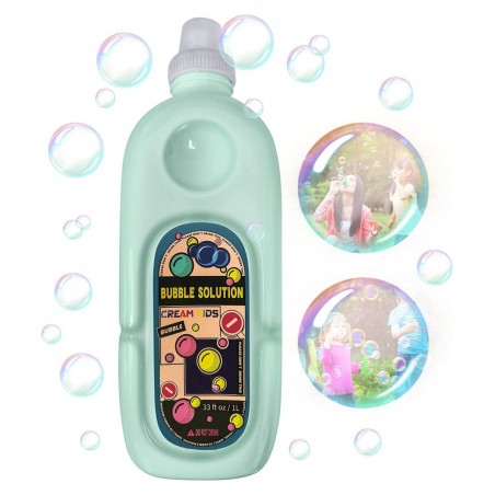 33Oz/1L Non Toxic All Natural Bubble Concentrate with Bottle Mouth with Leak Proof and Splash Proof designfor Bubble Machine ...